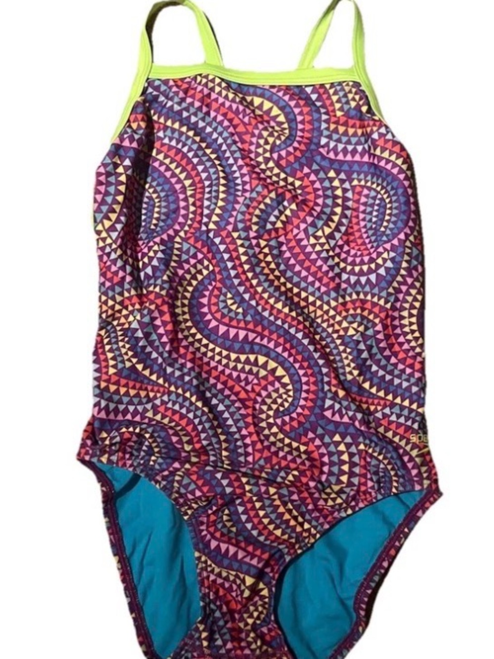 SPEEDO Patterned One-Piece Swimsuit with Neon Trim